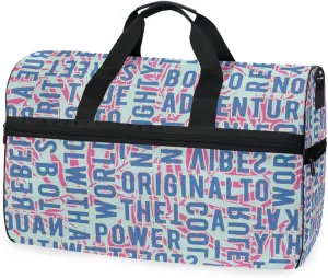 susiyo Geometric Simple Letter Sports Gym Bag, Travel Duffel Bag with Shoes Compartment Overnight Weekender Workout Bag for Men Women