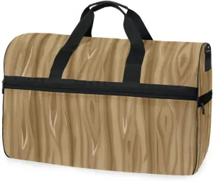 susiyo Old Brown Wood Texture Sports Gym Bag, Travel Duffel Bag with Shoes Compartment Overnight Weekender Workout Bag for Men Women