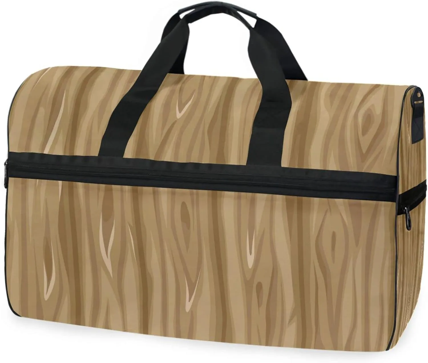 susiyo Old Brown Wood Texture Sports Gym Bag, Travel Duffel Bag with Shoes Compartment Overnight Weekender Workout Bag for Men Women