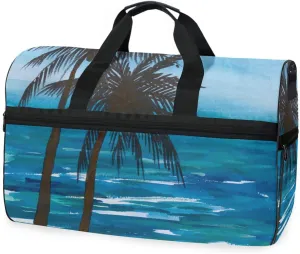 susiyo Palms and See Sports Gym Bag, Travel Duffel Bag with Shoes Compartment Overnight Weekender Workout Bag for Men Women