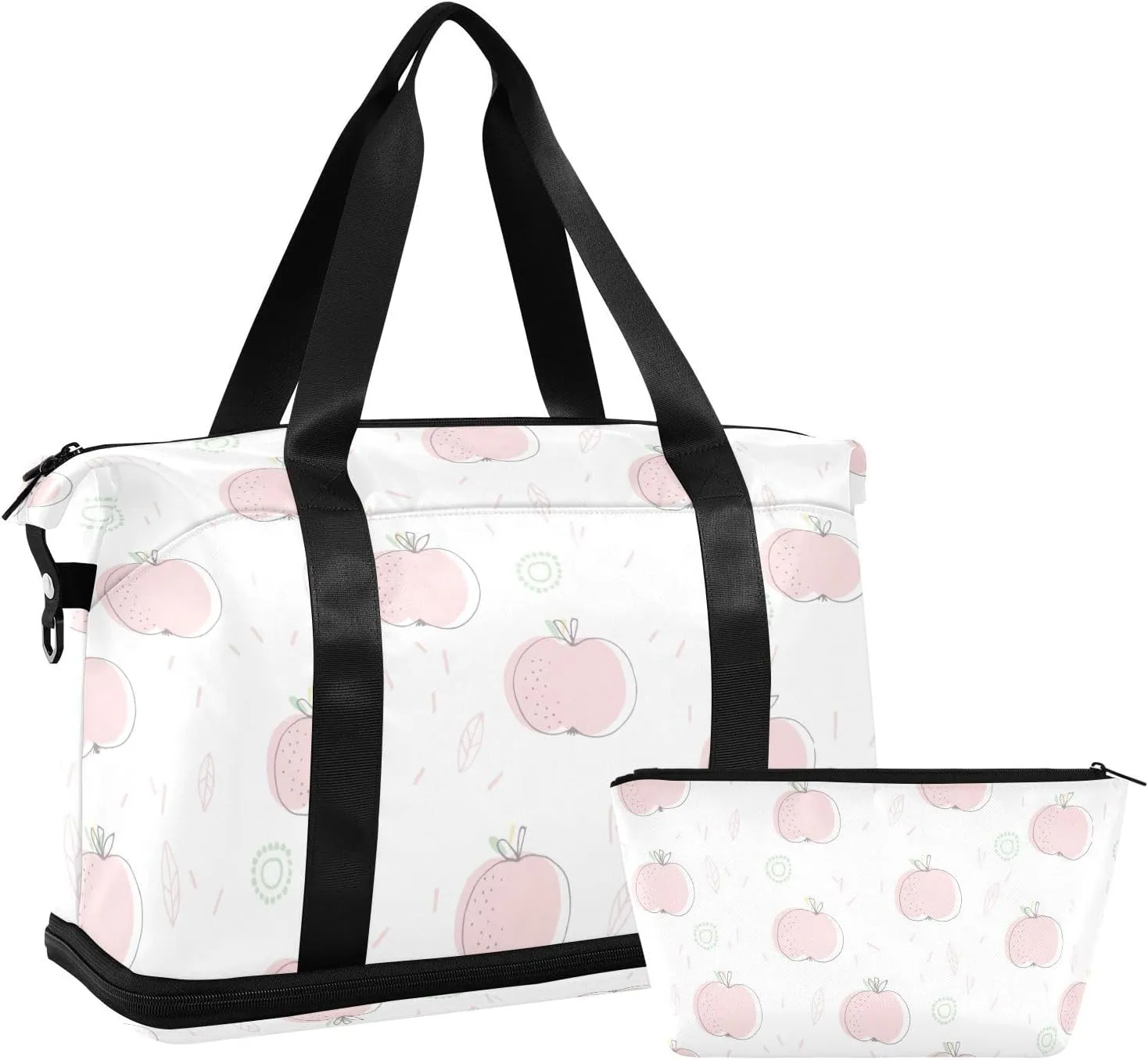 susiyo Sports Duffel Bags for Women, Cute Fruits Travel Duffel Bags Gym Bags with Shoes Compartment, Weekender Bag Perfect for Travel, Gym