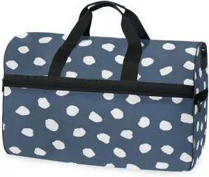 susiyo Spots Ink Dots Blue Sports Gym Bag, Travel Duffel Bag with Shoes Compartment Overnight Weekender Workout Bag for Men Women