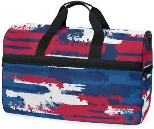 susiyo Usa Colors Grunge Sports Gym Bag, Travel Duffel Bag with Shoes Compartment Overnight Weekender Workout Bag for Men Women