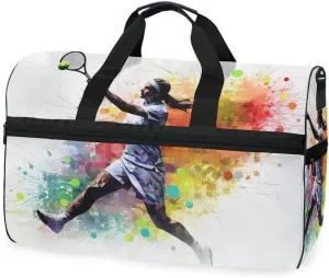Tennis 1 Travel Duffel Bag Luggage Sports Gym Bags With Shoes Compartment Large Capacity Lightweight Duffle Bag For Men Women
