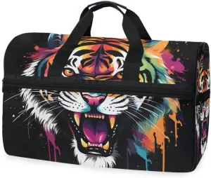 Tiger 2 Travel Duffel Bag Luggage Sports Gym Bags With Shoes Compartment Large Capacity Lightweight Duffle Bag For Men Women