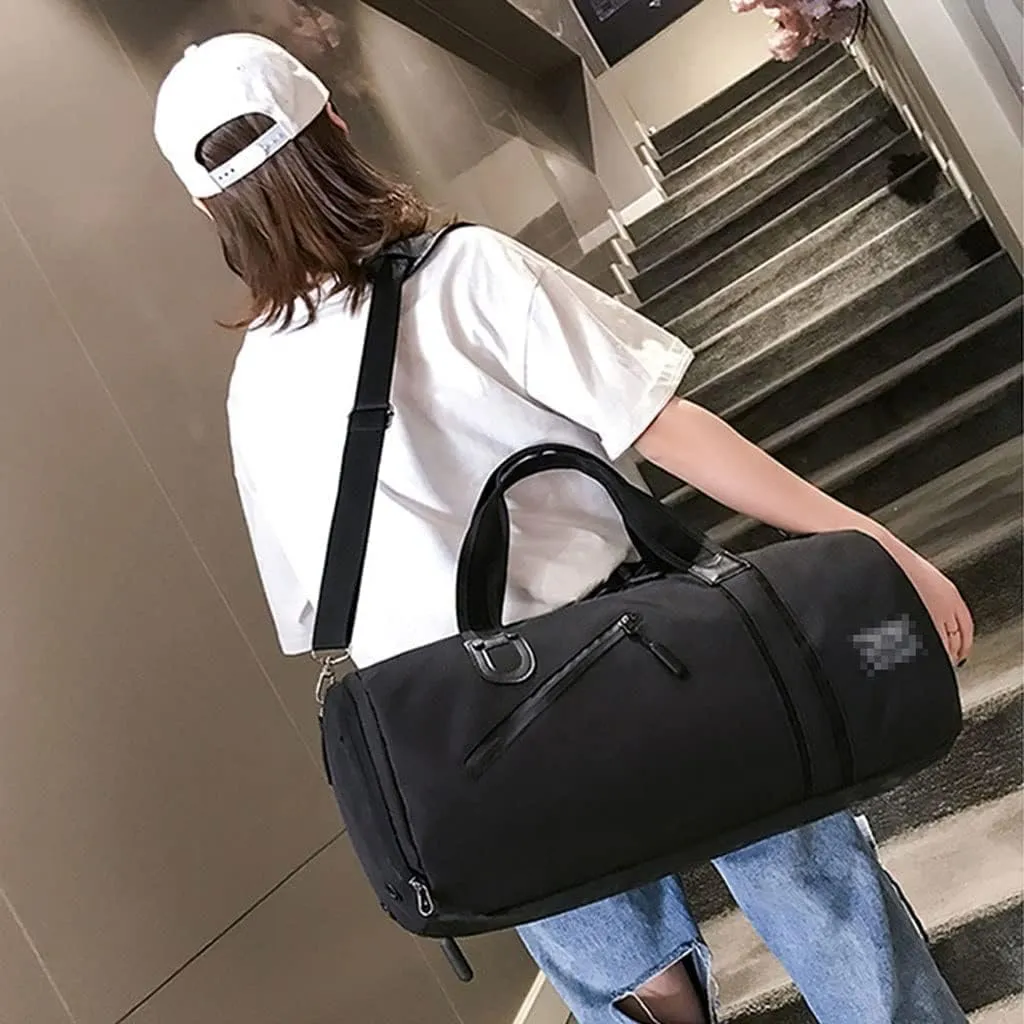 Travel Duffel Bag Waterproof Travel Duffel Bag with Shoes Compartment and Wet Pocket Shoulder Weekender Overnight Bag for Women and Men