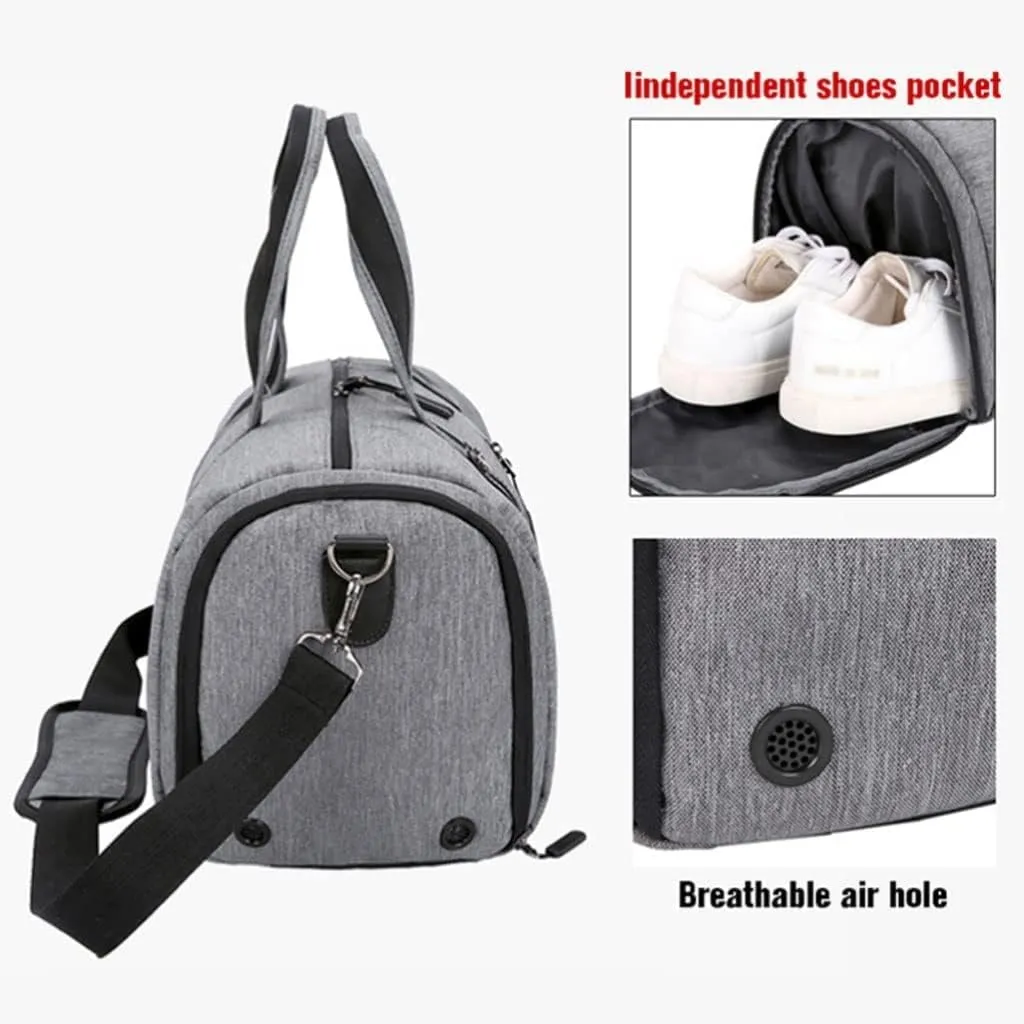 Travel Duffel Bag Waterproof Travel Duffel Bag with Shoes Compartment and Wet Pocket Shoulder Weekender Overnight Bag for Women and Men
