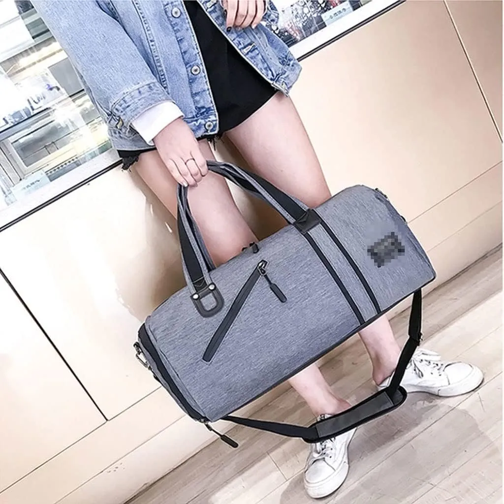 Travel Duffel Bag Waterproof Travel Duffel Bag with Shoes Compartment and Wet Pocket Shoulder Weekender Overnight Bag for Women and Men