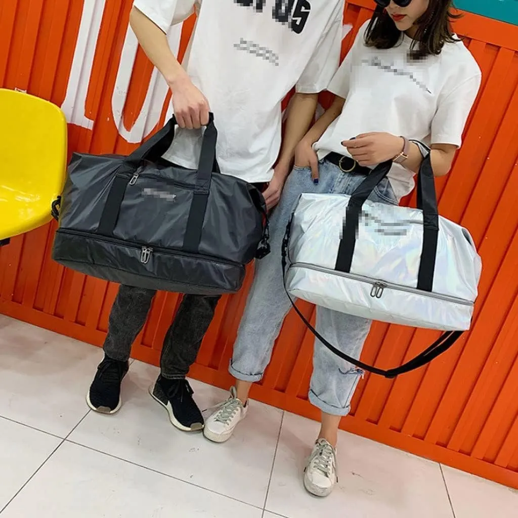 Travel Duffel Bag Waterproof Travel Duffel Bag with Shoes Pocket and Wet Clothes Compartments Shoulder Weekender Bag for Men and Women