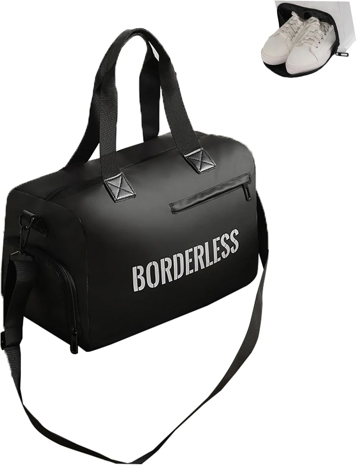 Travel Duffle Bag Gym Bag for Women with Shoes Compartment, Personal Item Weekender Bag with Wet Pocket, Overnight Bag (Black)