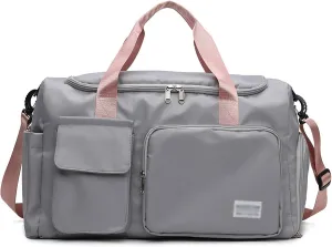 Travel Duffle Bag,Weekender Overnight Shoulder Bag with Shoes Compartment and Wet Pocket,Waterproof Gym Bag Carry on Bag,D