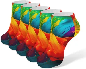 Vibrant Colors Ankle Socks Soft Breathable No Show Socks Comfortable Cotton Low Cut Casual Socks for Women Men 5 Pairs