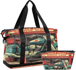 Vintage Poster Gym Bag for Men Women with Shoes Compartment & Wet Pocket Sport Travel Duffel Bag Waterproof Weekender Overnight Bag
