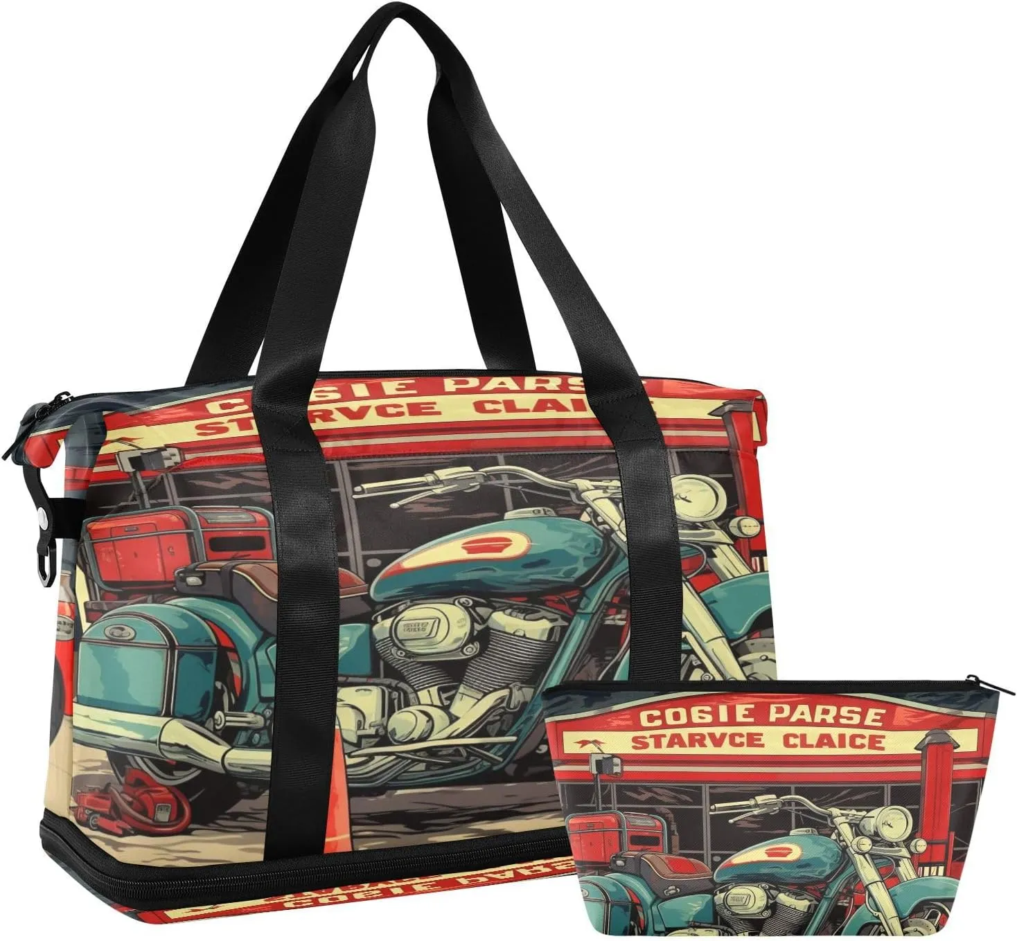Vintage Poster Gym Bag for Men Women with Shoes Compartment & Wet Pocket Sport Travel Duffel Bag Waterproof Weekender Overnight Bag