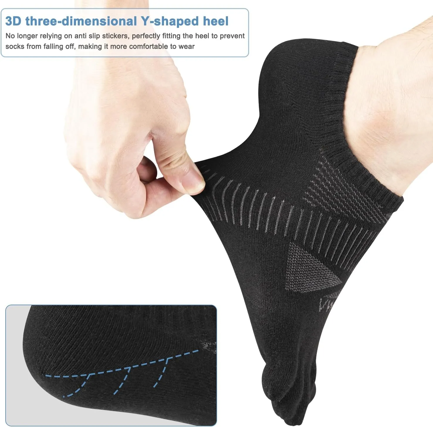 VWELL No Show Toe Socks for Men Women COOLMAX Five Finger Socks Athletic Running Ankle Low Cut 5 Toe Socks (3Pairs)