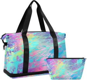 Watercolor Background Gym Bag for Men Women with Shoes Compartment & Wet Pocket Sport Travel Duffel Bag Waterproof Weekender Overnight Bag