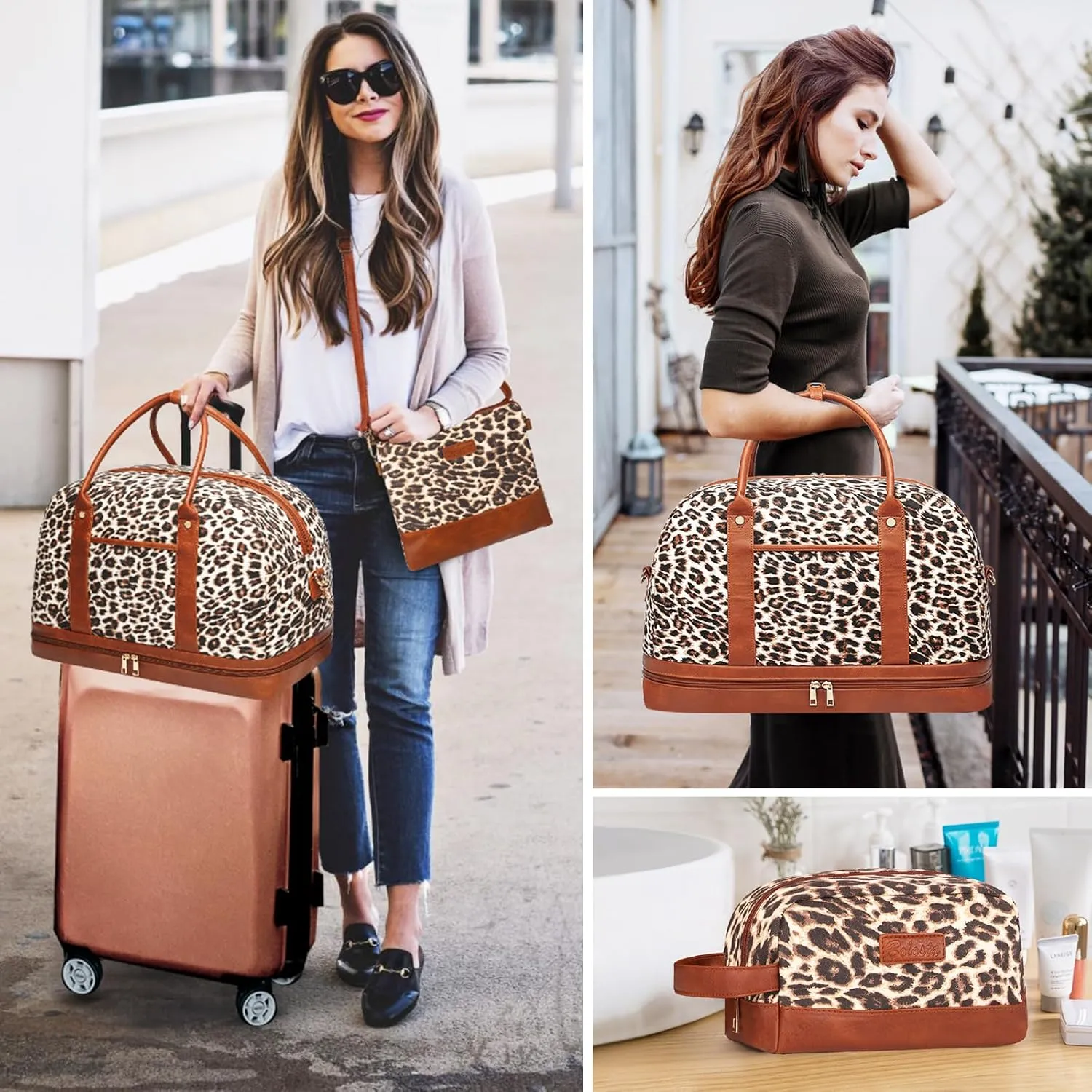 Weekender Bag for Women Canvas Overnight Bag Large Travel Tote Bag Carry on Shoulder Duffle Bag With Shoe Compartment,Perfect for Travel/Daily Use/Birthday Gift 
