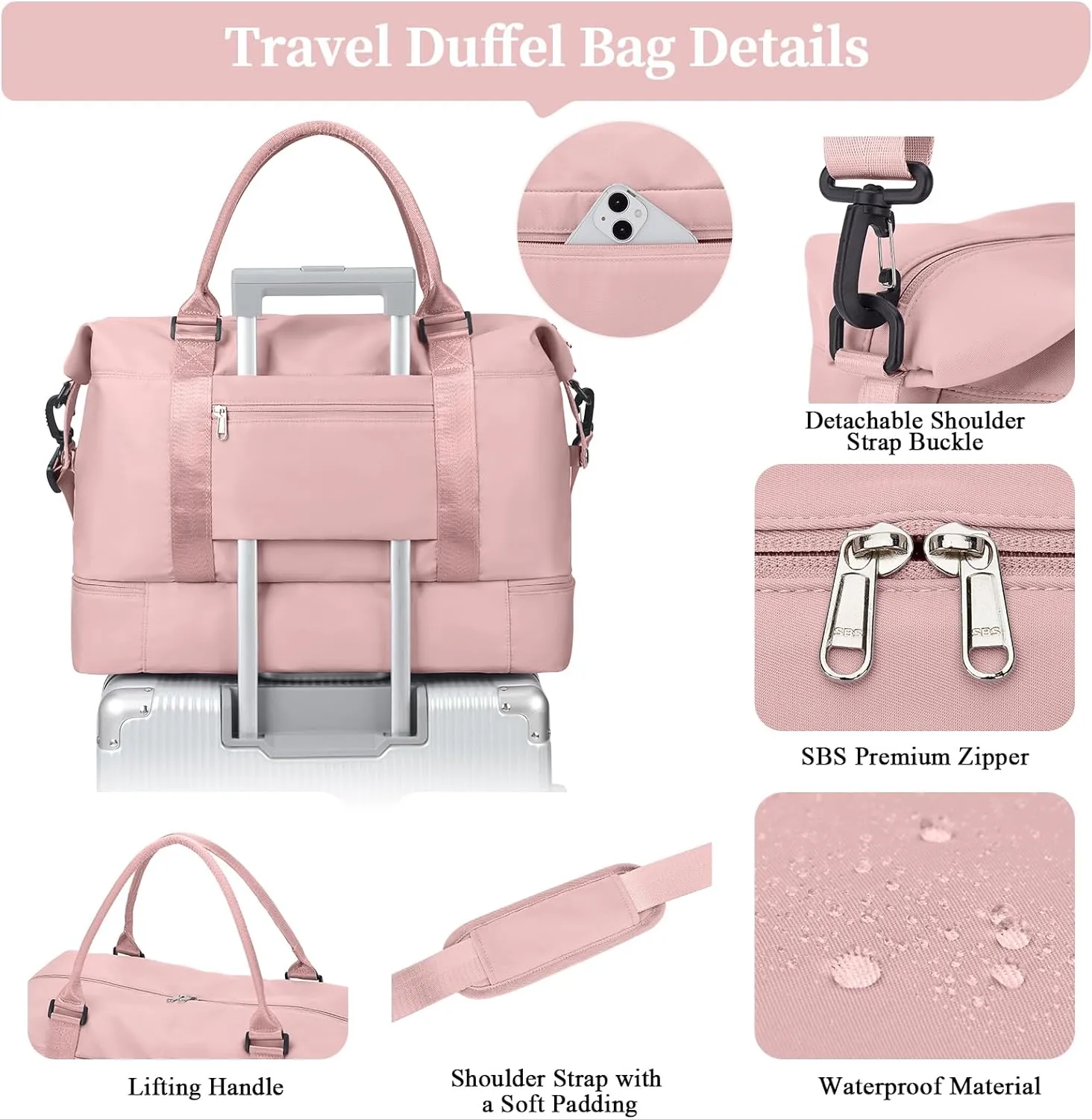 Weekender Bags for Women,Personal Item Travel Bag with Shoes Compartment,Overnight Travel Duffel Bag,Gym Bag,3 Pcs Set