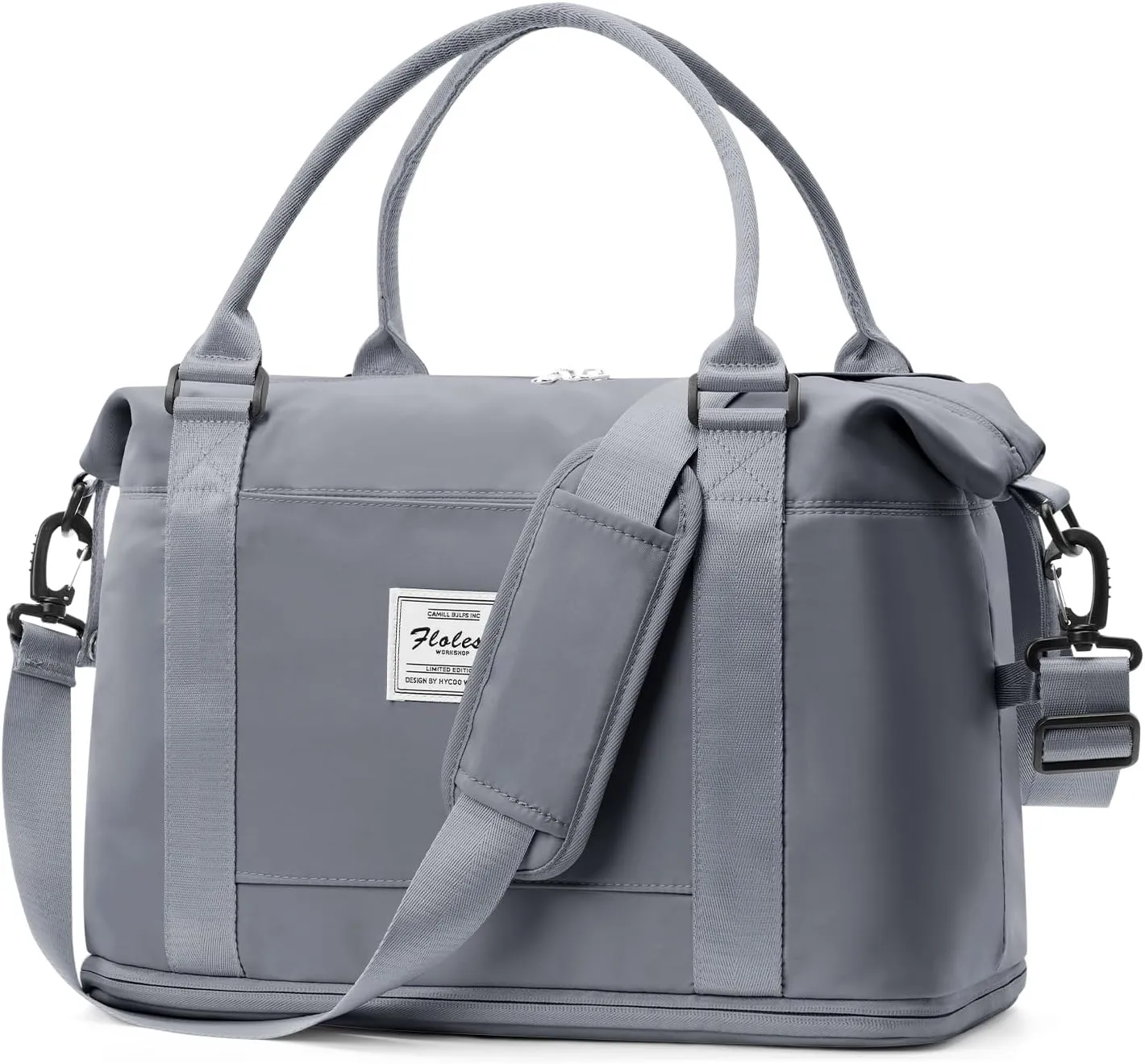 Weekender Bags for Women,Personal Item Travel Bag,Overnight Travel Duffel Bag with Expandable Shoes Compartment & Wet Pocket, A-Blue Grey