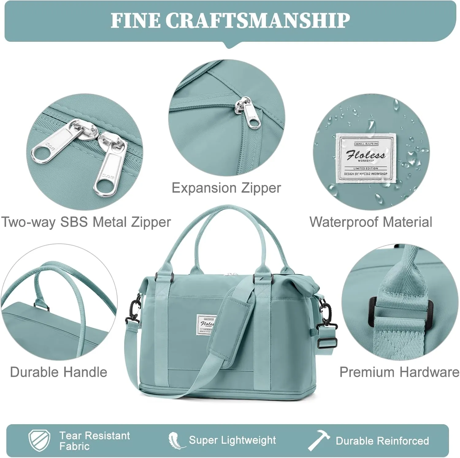 Weekender Bags for Women,Personal Item Travel Bag,Overnight Travel Duffel Bag with Expandable Shoes Compartment & Wet Pocket, A-Light Blue