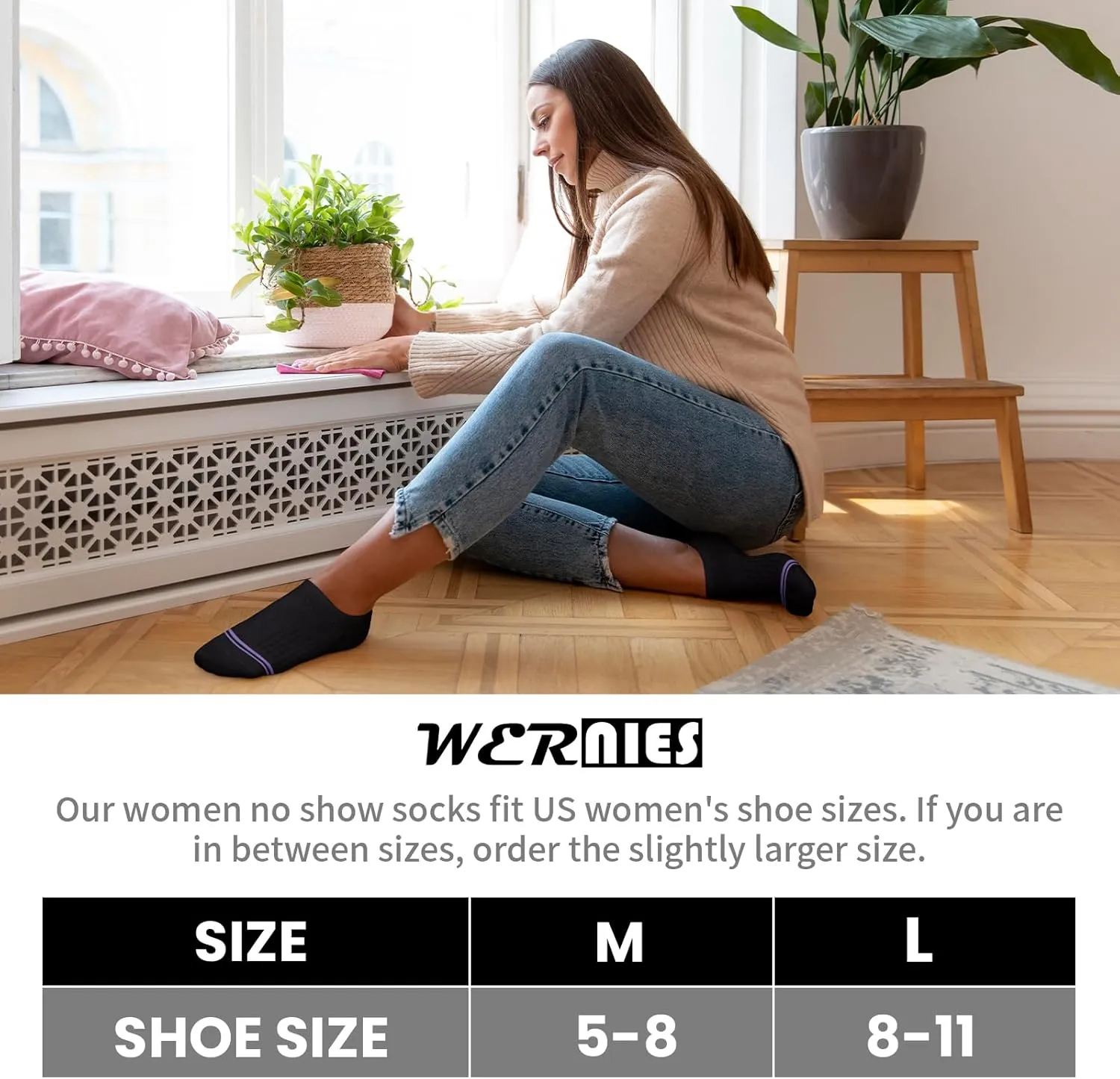 wernies No Show Socks Womens 10 Pairs Low Cut Ankle Socks with Non Slip Casual Invisible Liner Boat 5-8/8-11