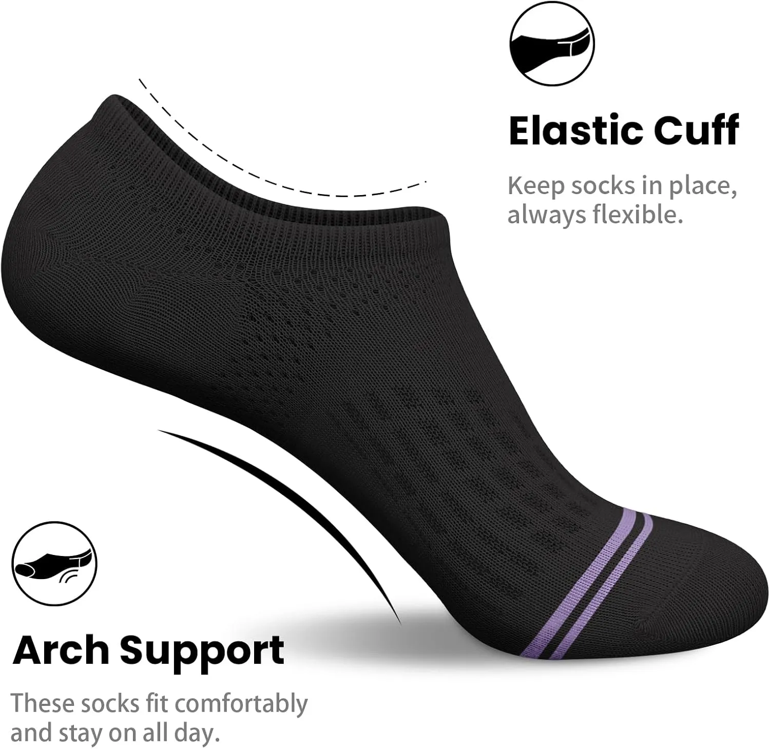 wernies No Show Socks Womens 10 Pairs Low Cut Ankle Socks with Non Slip Casual Invisible Liner Boat 5-8/8-11