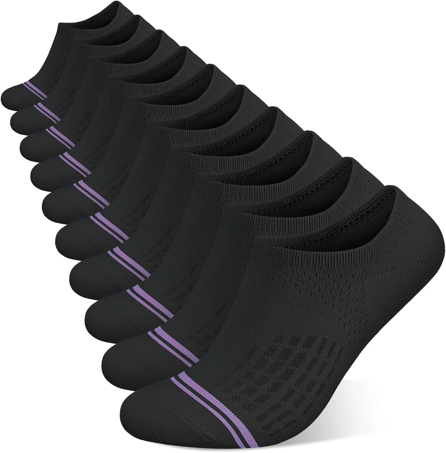 wernies No Show Socks Womens 10 Pairs Low Cut Ankle Socks with Non Slip Casual Invisible Liner Boat 5-8/8-11