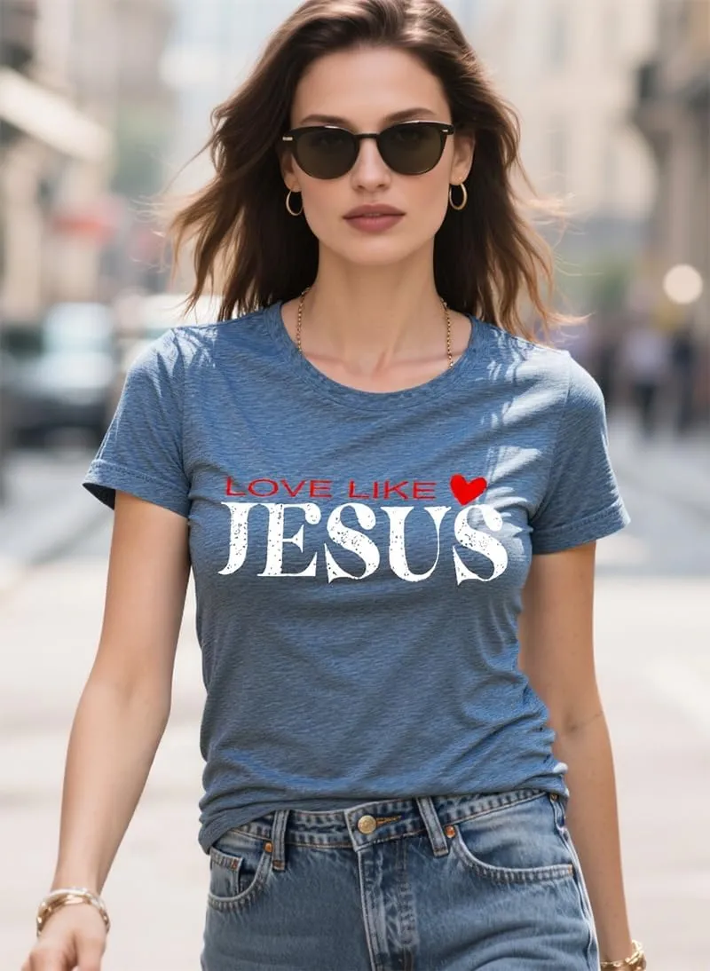Women Jesus Shirts Funny Christian Letter Print T Shirt Short Sleeve Faith Shirt Graphic Tee Tops