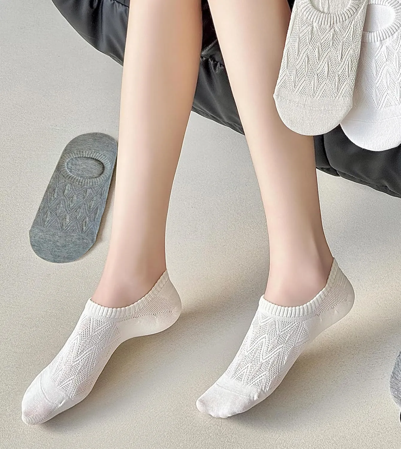 Women's Diamond Mesh No-Show Socks, Low-Cut Invisible Socks for Shoe Size 5-9