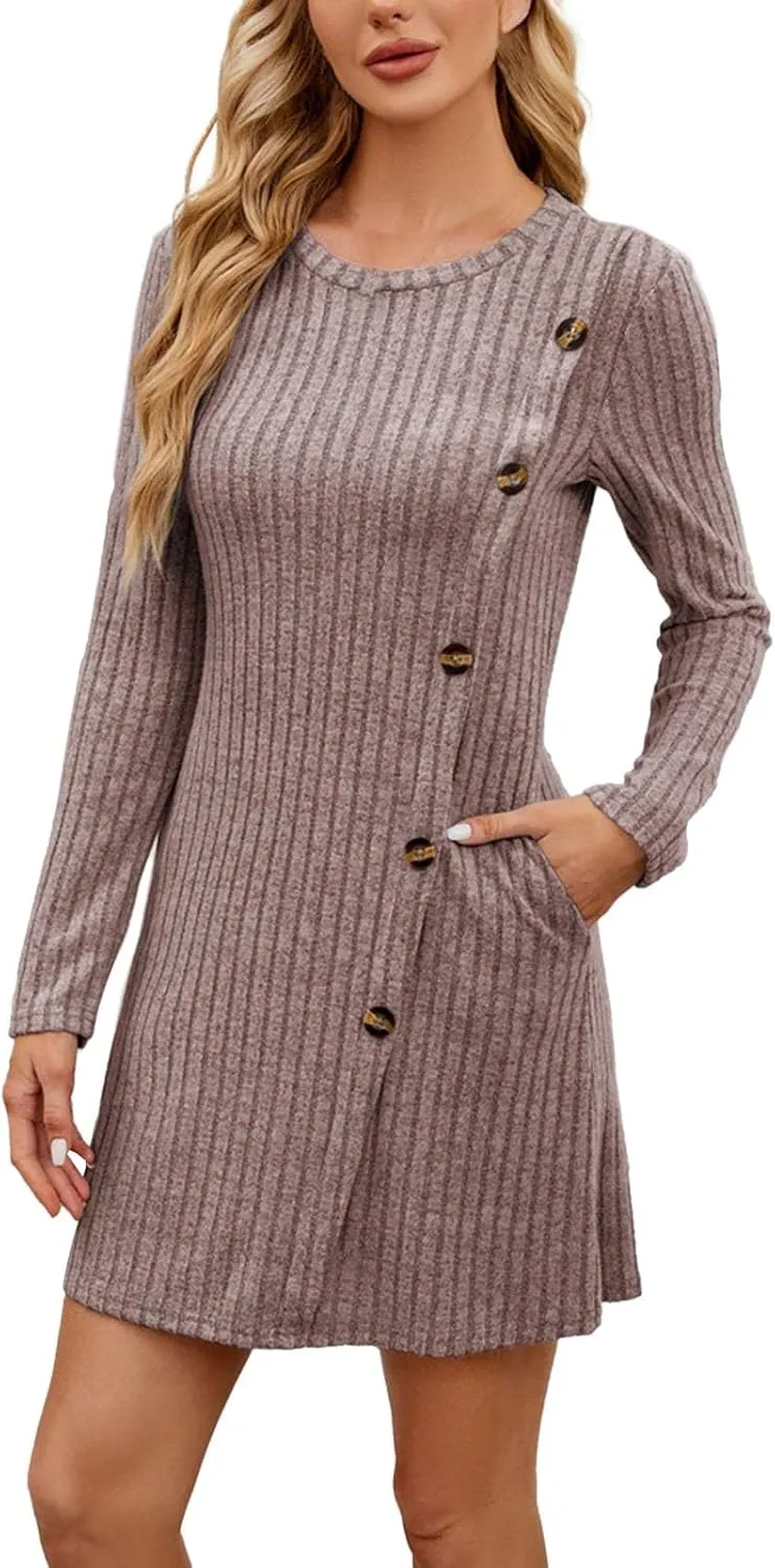 Women's Fall Sweater Dress Square Neck Long Sleeve BAB ydoll Mini Dress 2024 Prom Shirt Dress A Line Dress