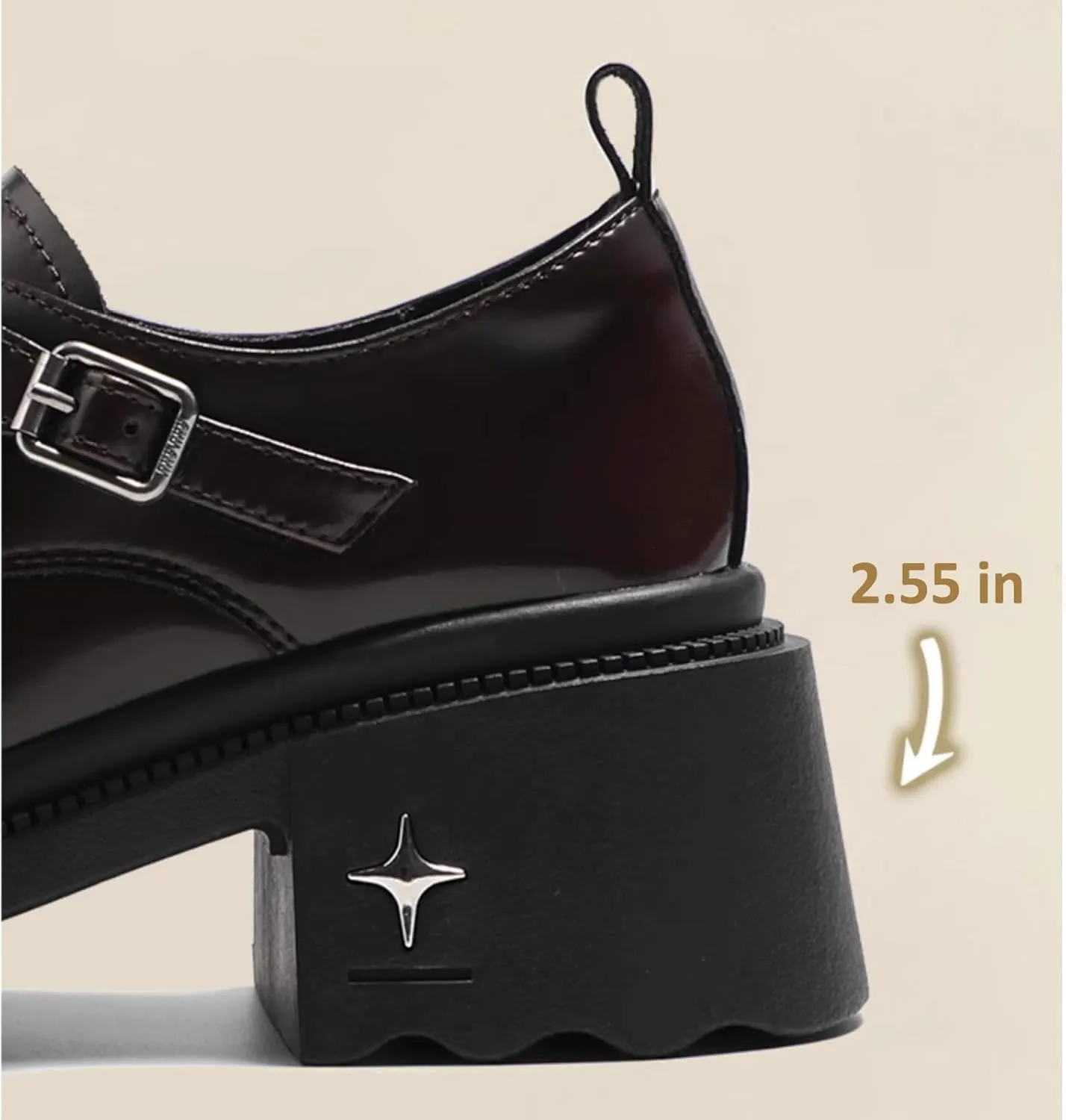 Women’s Monk Strap Platform Loafers Comfortable Round Toe Slip-On Chunky Heel Loafers Casual Work Dress Penny Shoes