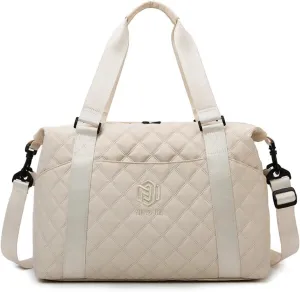 Womens Sports Travel Duffel Bag - Weekender Overnight Bag with Wet Pocket & Shoes Compartment - Ideal for Travel & Workouts (Cameo Brown)(Beige)