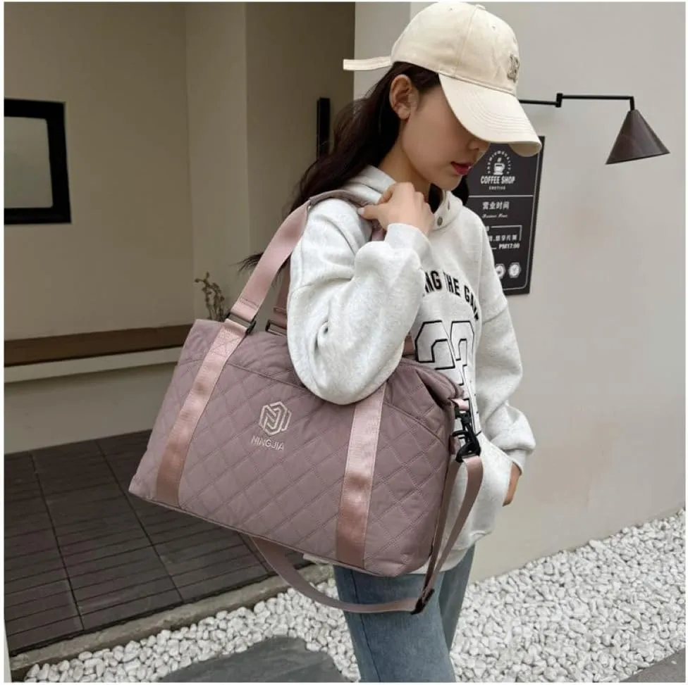 Womens Sports Travel Duffel Bag - Weekender Overnight Bag with Wet Pocket & Shoes Compartment - Ideal for Travel & Workouts (Cameo Brown)(Cameo Brown)