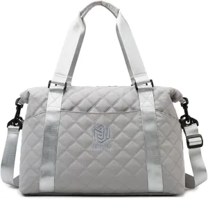 Womens Sports Travel Duffel Bag - Weekender Overnight Bag with Wet Pocket & Shoes Compartment - Ideal for Travel & Workouts (Cameo Brown)(Gray)