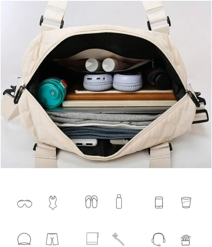 Womens Sports Travel Duffel Bag - Weekender Overnight Bag with Wet Pocket & Shoes Compartment - Ideal for Travel & Workouts (Cameo Brown)(Gray)