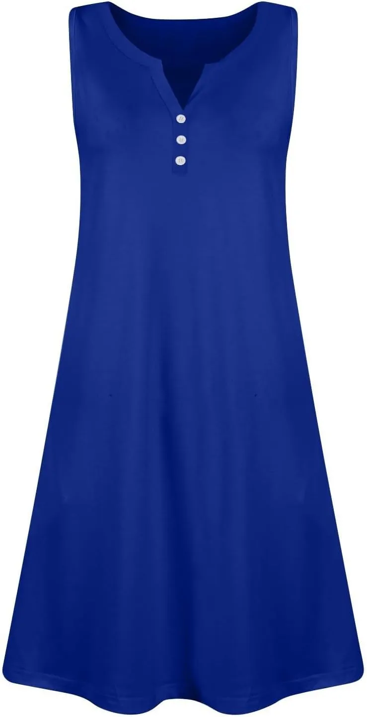 XOWRTE Dresses for Women Casual Summer Boho Beach Dress Loose V Neck Sleeveless Sundresses Swimsuit Tunic Long