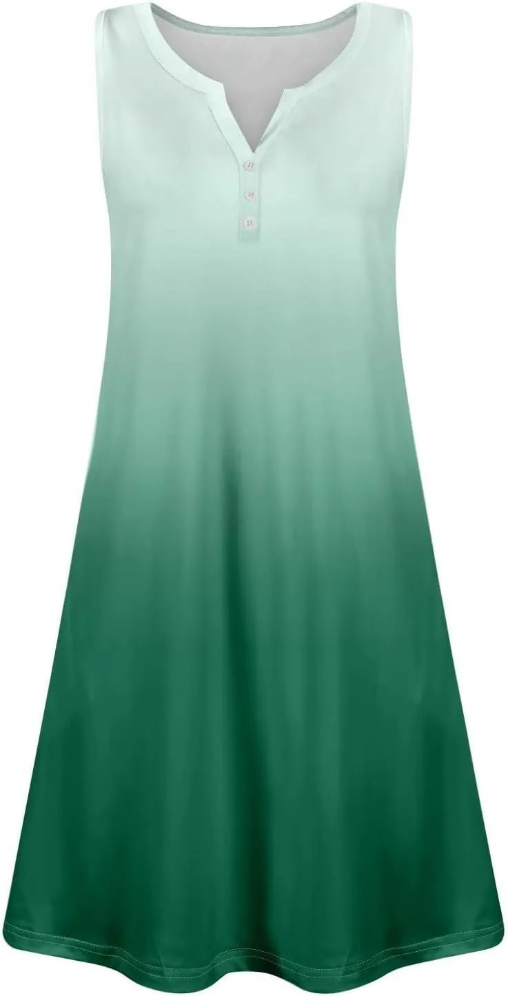 XOWRTE Dresses for Women Casual Summer Boho Beach Dress Loose V Neck Sleeveless Sundresses Swimsuit Tunic Long