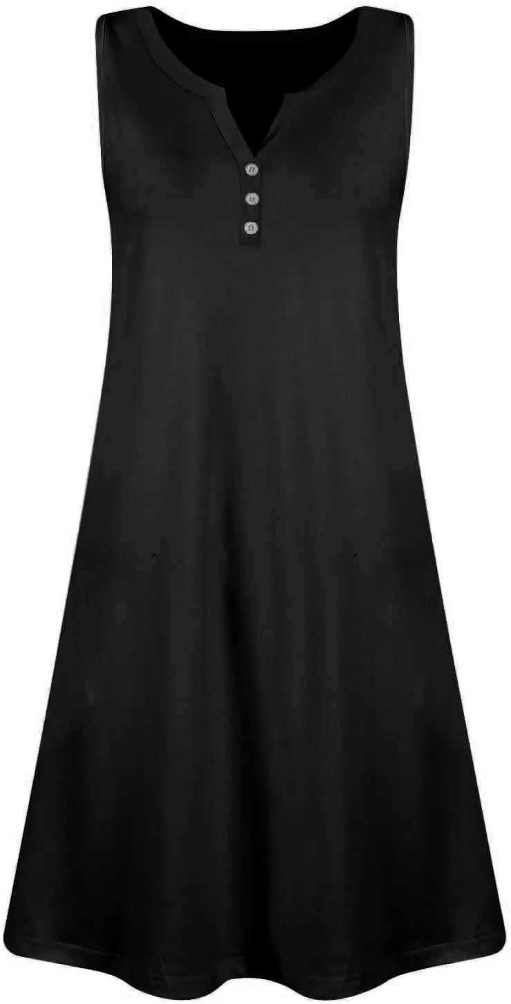 XOWRTE Dresses for Women Casual Summer Boho Beach Dress Loose V Neck Sleeveless Sundresses Swimsuit Tunic Long
