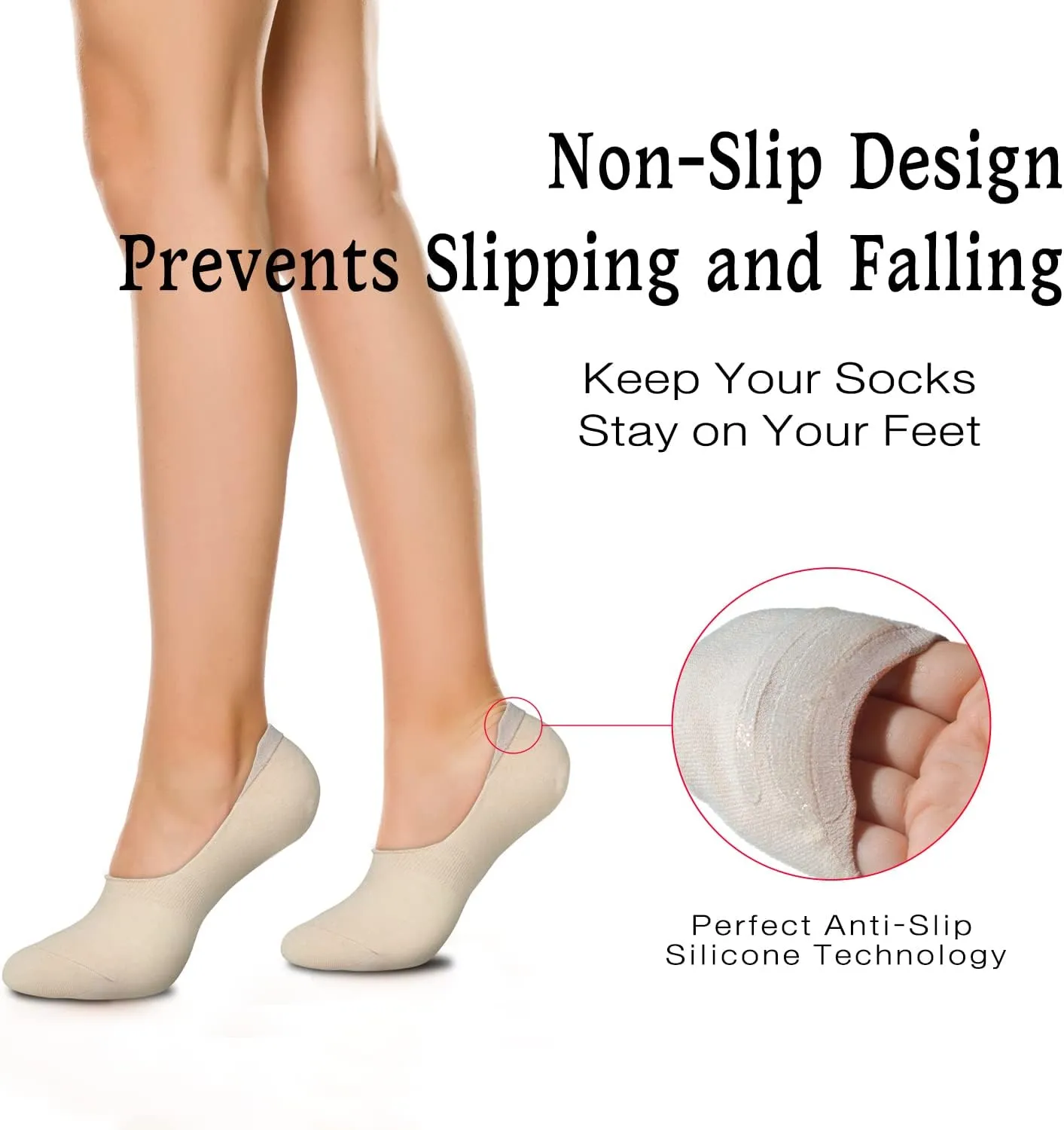 YEJIMONG No Show Socks Womens 8 Pairs Non Slip Thin Cotton Invisible Flat Boat Line Low Cut Socks
